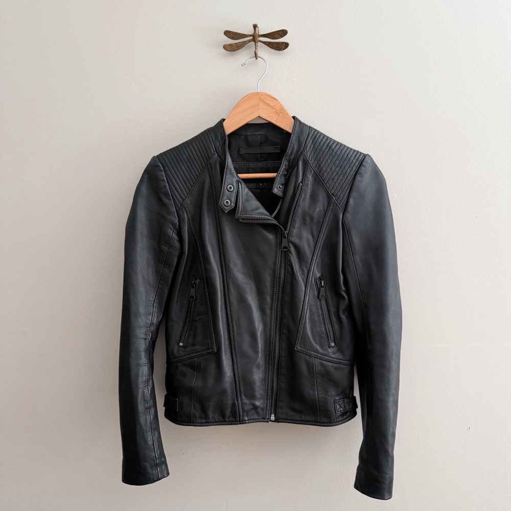 Marc New York Luxury Black Leather Moto Jacket size women’s Small